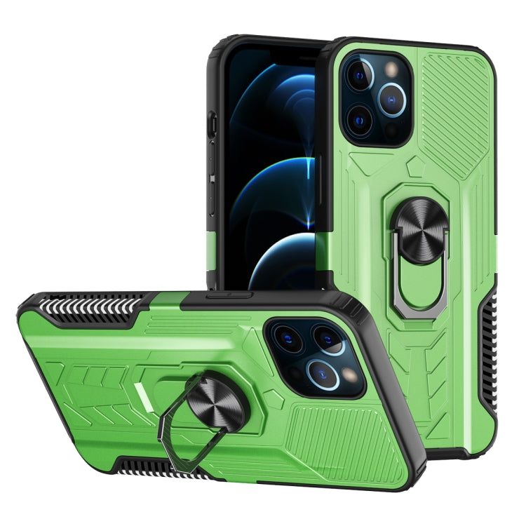 For iPhone 12 / 12 Pro Shield Armor PC+TPU Protective Case with 360 Degree Rotation Ring Holder