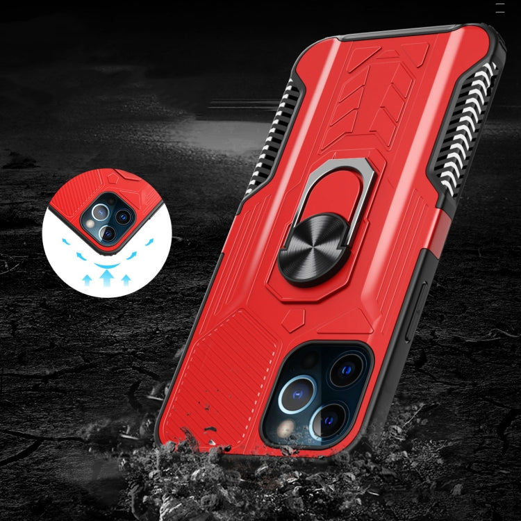 For iPhone 12 Pro Max Shield Armor PC+TPU Protective Case with 360 Degree Rotation Ring Holder
