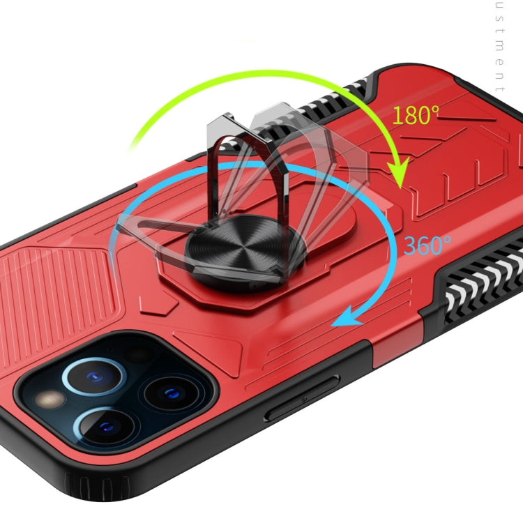 For iPhone 12 Pro Max Shield Armor PC+TPU Protective Case with 360 Degree Rotation Ring Holder