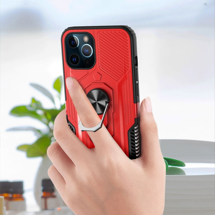 For iPhone 12 Pro Max Shield Armor PC+TPU Protective Case with 360 Degree Rotation Ring Holder