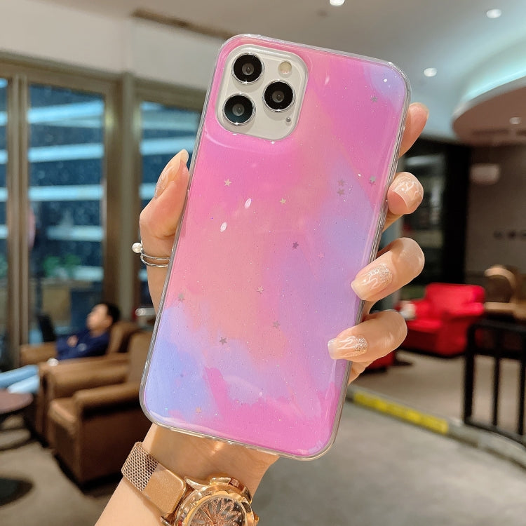 For iPhone 12 Pro Max Watercolor Glitter Pattern Shockproof TPU Protective Case