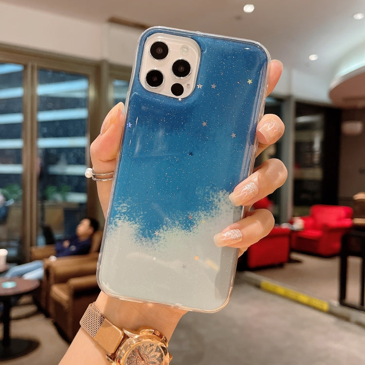 For iPhone 12 Pro Max Watercolor Glitter Pattern Shockproof TPU Protective Case