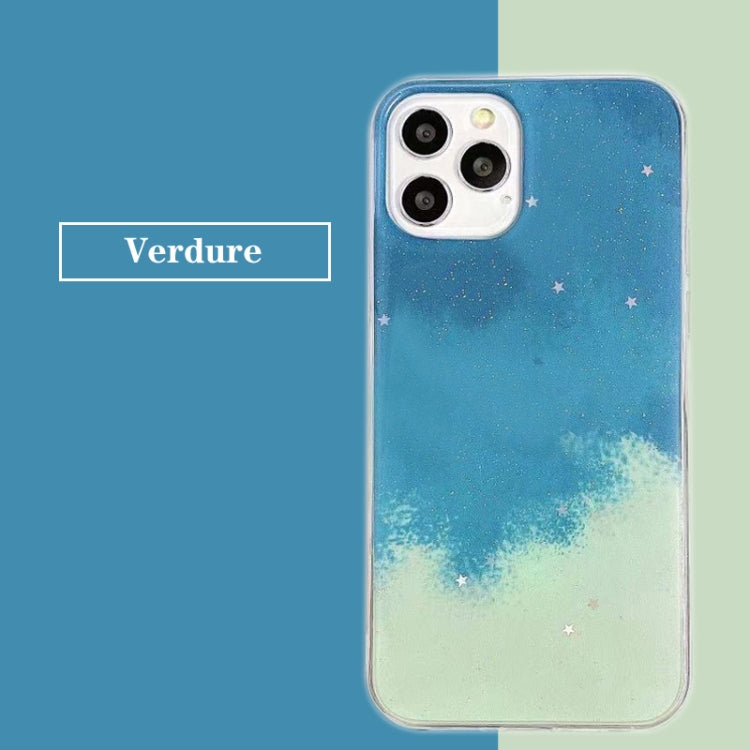 For iPhone 11 Watercolor Glitter Pattern Shockproof TPU Protective Case