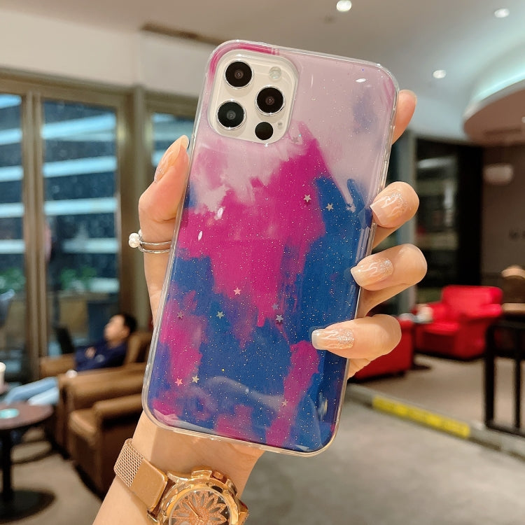 For iPhone 11 Pro Watercolor Glitter Pattern Shockproof TPU Protective Case