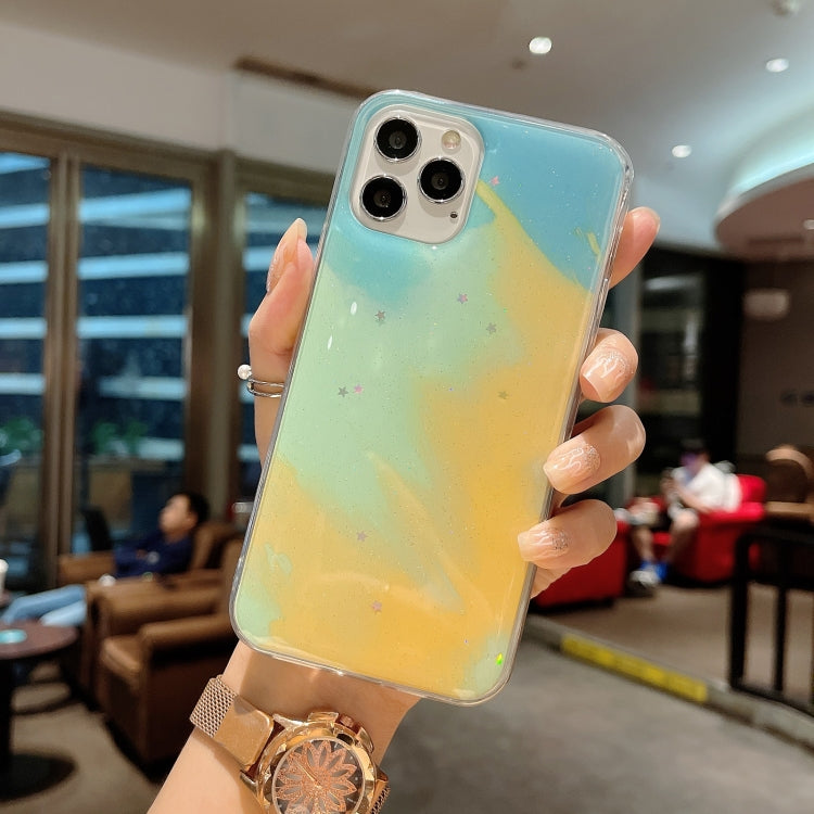 For iPhone 11 Pro Watercolor Glitter Pattern Shockproof TPU Protective Case
