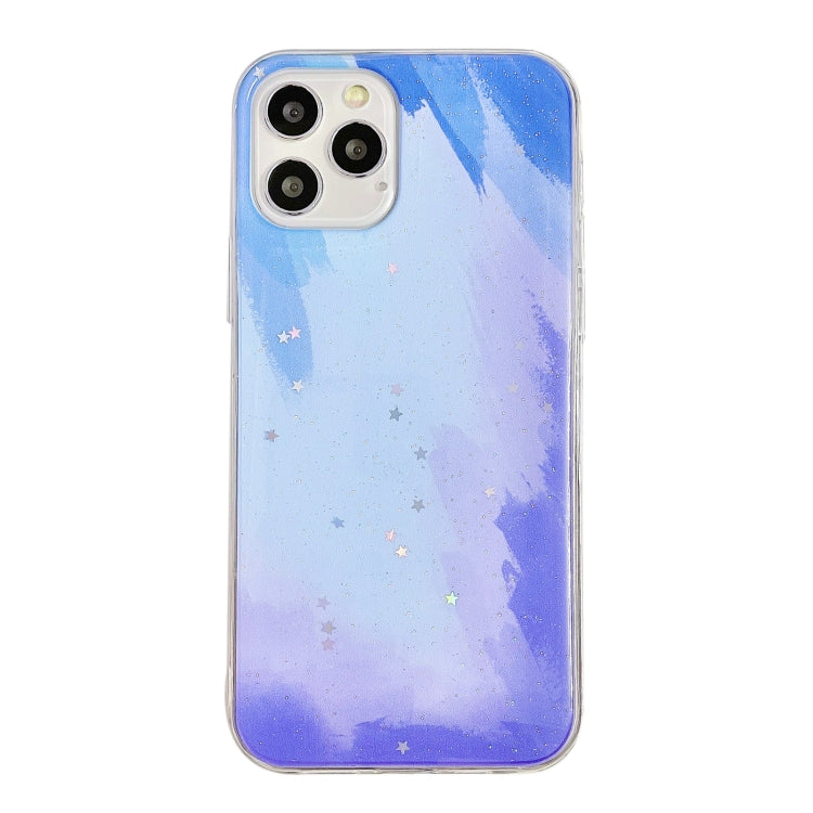 For iPhone 11 Pro Max Watercolor Glitter Pattern Shockproof TPU Protective Case