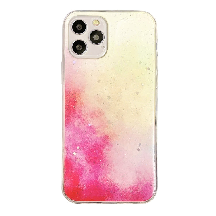 For iPhone 11 Pro Max Watercolor Glitter Pattern Shockproof TPU Protective Case