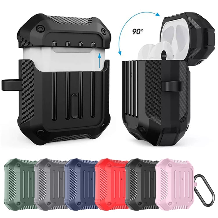 Wireless Earphones Shockproof Carbon Fiber Luggage TPU Protective Case For AirPods 1/2