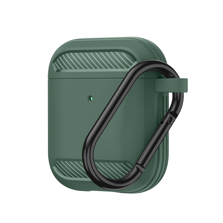 Wireless Earphones Shockproof Carbon Fiber Armor TPU Protective Case For AirPods 1/2