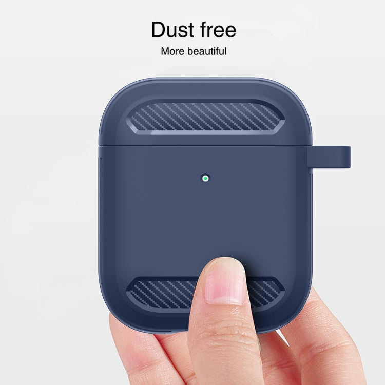 Wireless Earphones Shockproof Carbon Fiber Armor TPU Protective Case For AirPods 1/2