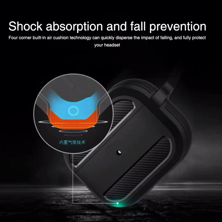 Wireless Earphones Shockproof Carbon Fiber Armor TPU Protective Case For AirPods Pro
