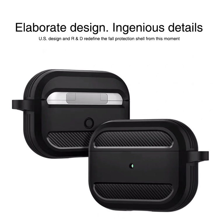 Wireless Earphones Shockproof Carbon Fiber Armor TPU Protective Case For AirPods Pro