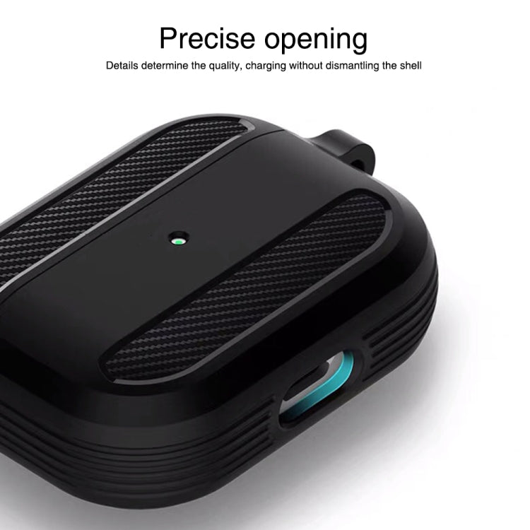 Wireless Earphones Shockproof Carbon Fiber Armor TPU Protective Case For AirPods Pro