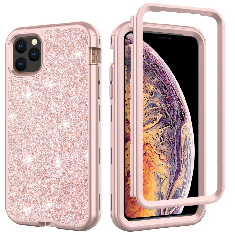 For iPhone 11 Pro 3 in 1 Glitter Solid Color TPU + PC Shockproof Case