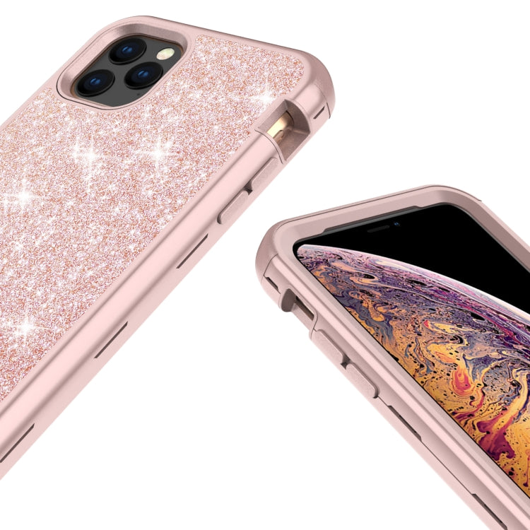 For iPhone 11 Pro 3 in 1 Glitter Solid Color TPU + PC Shockproof Case