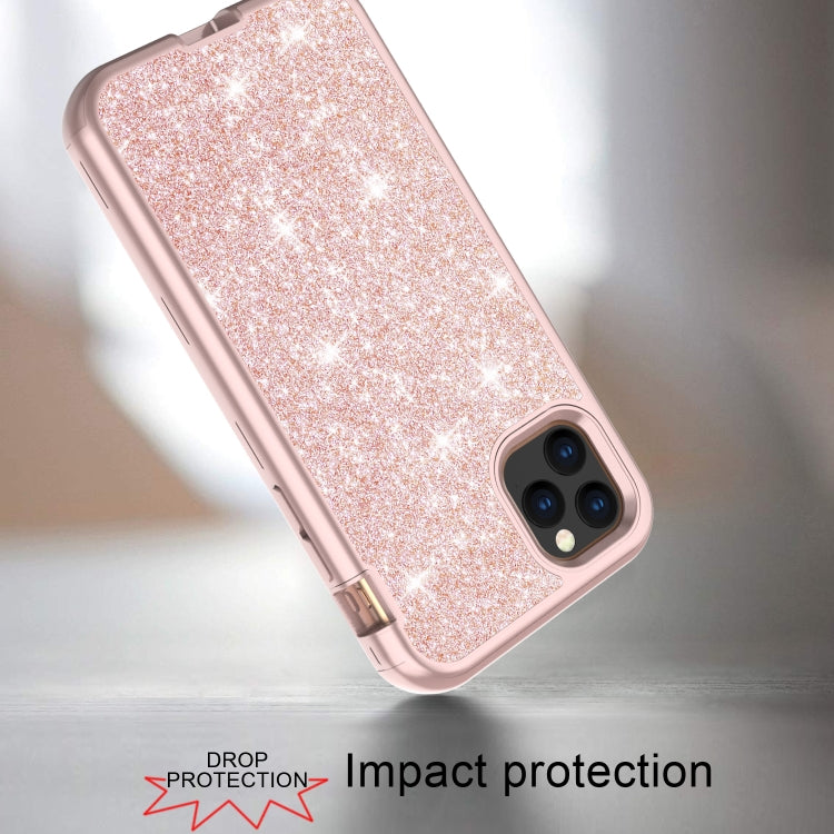 For iPhone 11 Pro 3 in 1 Glitter Solid Color TPU + PC Shockproof Case