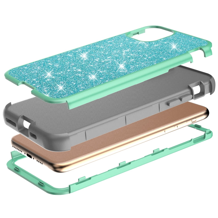 For iPhone 11 Pro 3 in 1 Glitter Solid Color TPU + PC Shockproof Case