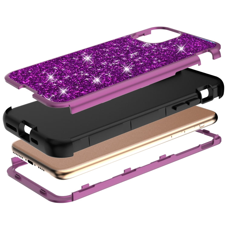 For iPhone 11 Pro 3 in 1 Glitter Solid Color TPU + PC Shockproof Case