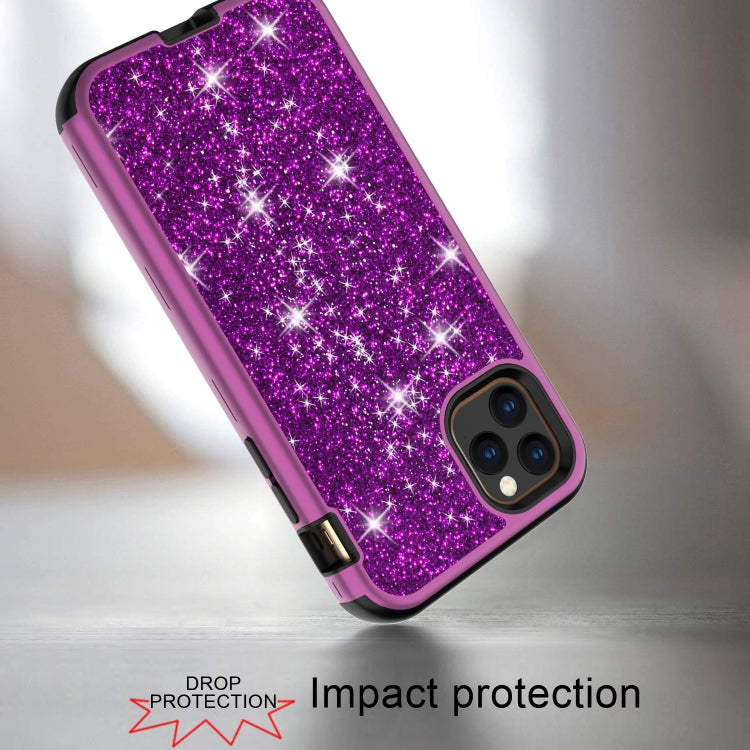 For iPhone 11 Pro 3 in 1 Glitter Solid Color TPU + PC Shockproof Case