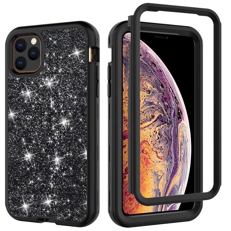 For iPhone 11 Pro Max 3 in 1 Glitter Solid Color TPU + PC Shockproof Case
