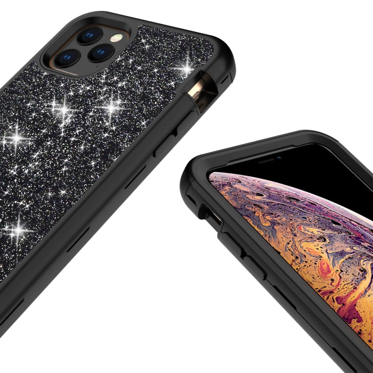 For iPhone 11 Pro Max 3 in 1 Glitter Solid Color TPU + PC Shockproof Case