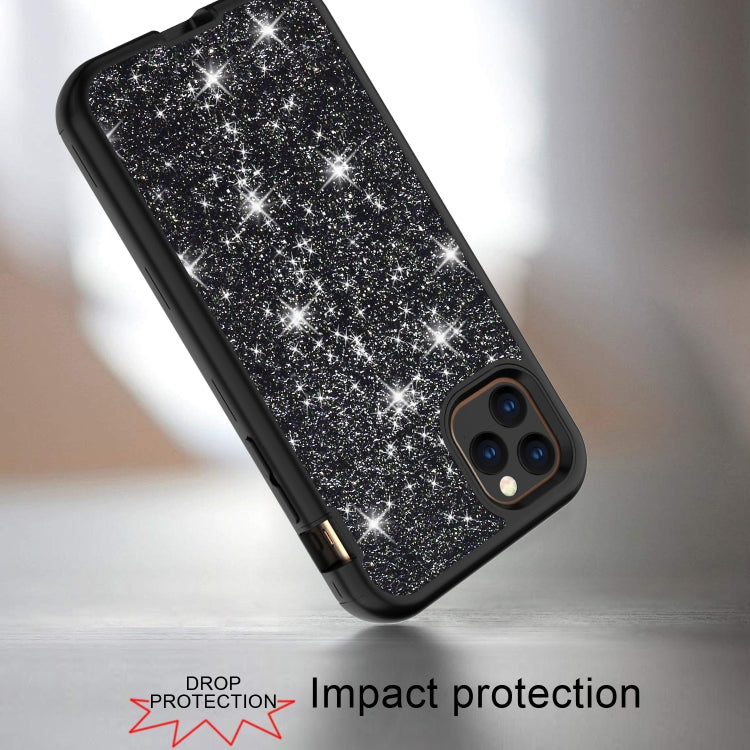 For iPhone 11 Pro Max 3 in 1 Glitter Solid Color TPU + PC Shockproof Case