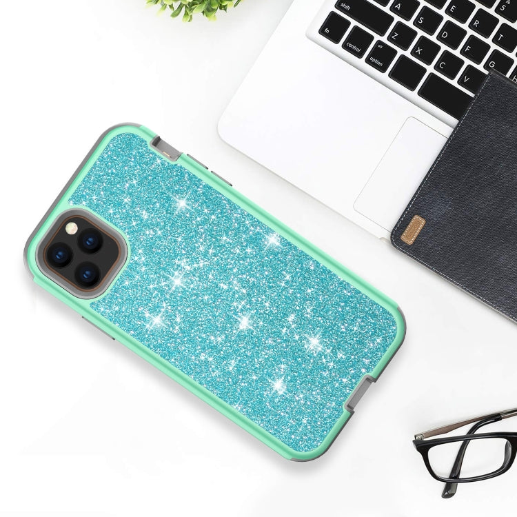 For iPhone 11 Pro Max 3 in 1 Glitter Solid Color TPU + PC Shockproof Case