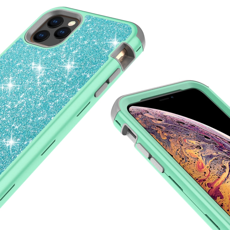 For iPhone 11 Pro Max 3 in 1 Glitter Solid Color TPU + PC Shockproof Case