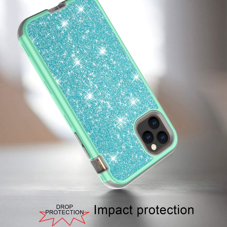 For iPhone 11 Pro Max 3 in 1 Glitter Solid Color TPU + PC Shockproof Case