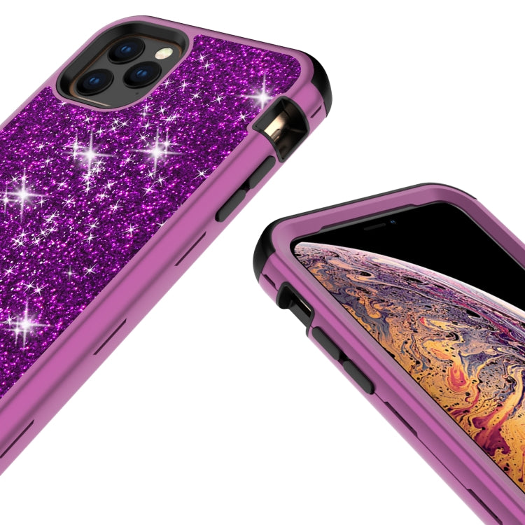 For iPhone 11 Pro Max 3 in 1 Glitter Solid Color TPU + PC Shockproof Case