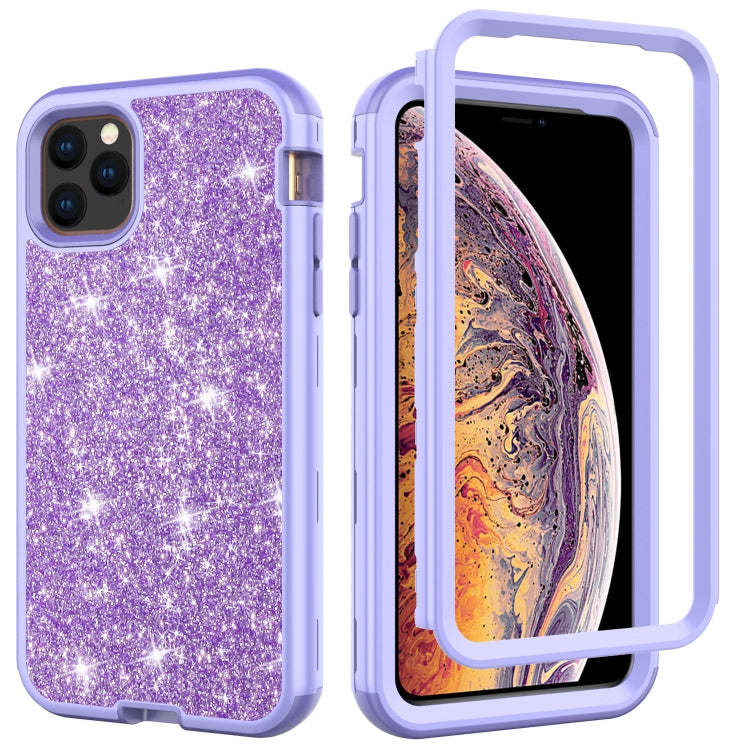 For iPhone 11 Pro Max 3 in 1 Glitter Solid Color TPU + PC Shockproof Case