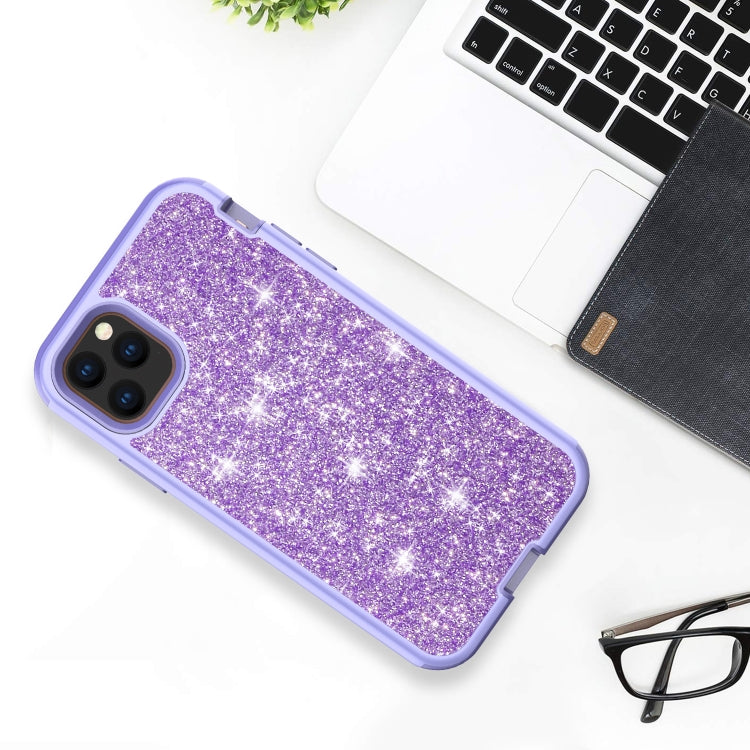 For iPhone 11 Pro Max 3 in 1 Glitter Solid Color TPU + PC Shockproof Case