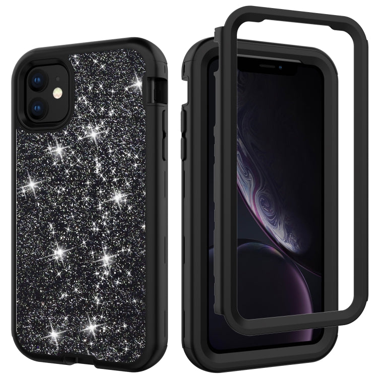 For iPhone 11 3 in 1 Glitter Solid Color TPU + PC Shockproof Case