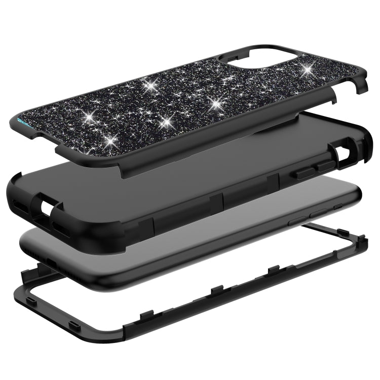 For iPhone 11 3 in 1 Glitter Solid Color TPU + PC Shockproof Case