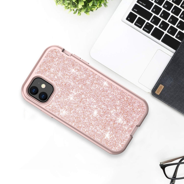 For iPhone 11 3 in 1 Glitter Solid Color TPU + PC Shockproof Case