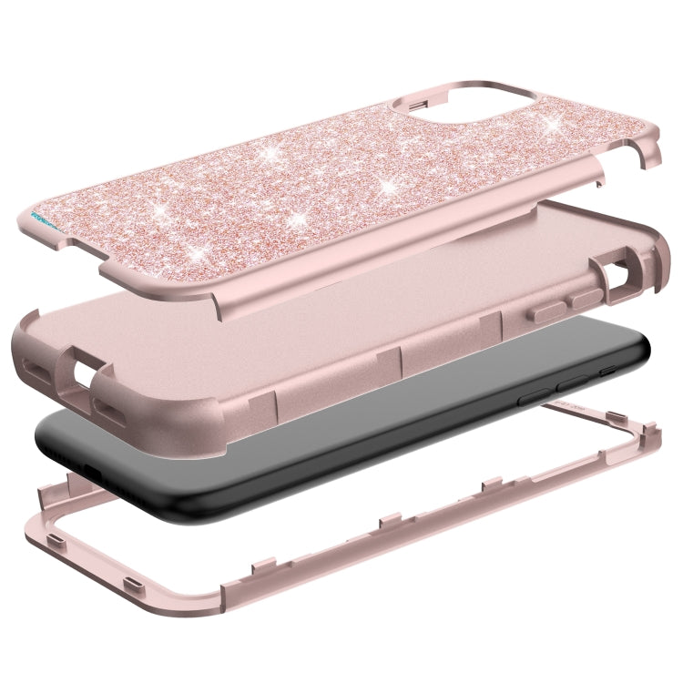 For iPhone 11 3 in 1 Glitter Solid Color TPU + PC Shockproof Case