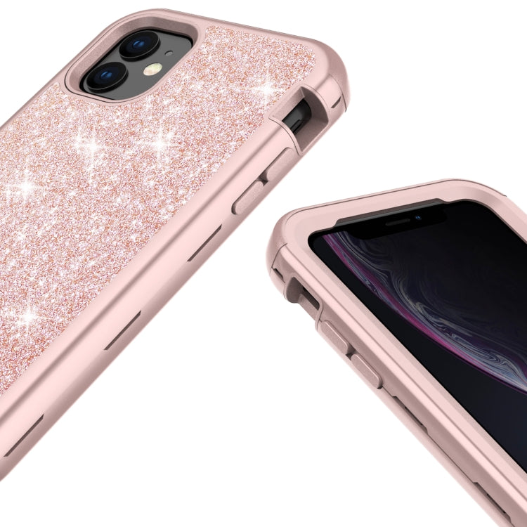 For iPhone 11 3 in 1 Glitter Solid Color TPU + PC Shockproof Case