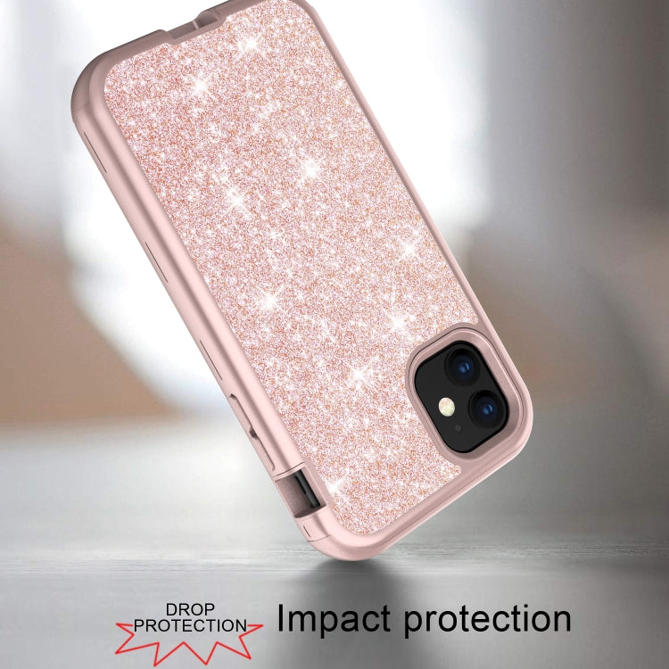 For iPhone 11 3 in 1 Glitter Solid Color TPU + PC Shockproof Case
