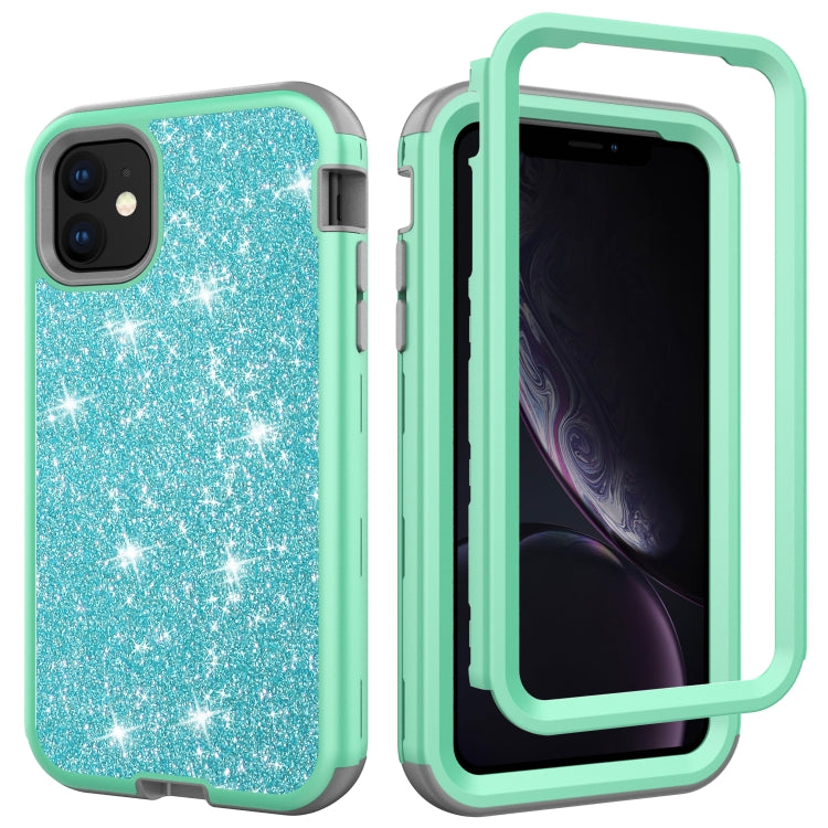 For iPhone 11 3 in 1 Glitter Solid Color TPU + PC Shockproof Case