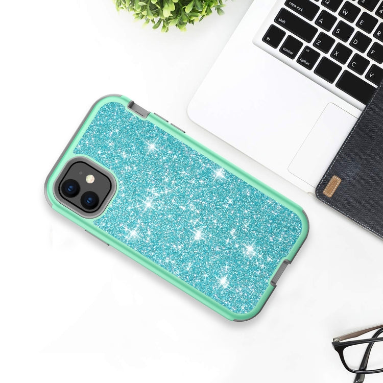 For iPhone 11 3 in 1 Glitter Solid Color TPU + PC Shockproof Case