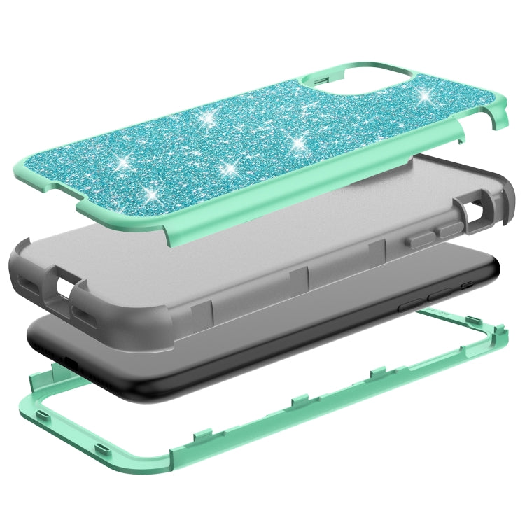 For iPhone 11 3 in 1 Glitter Solid Color TPU + PC Shockproof Case
