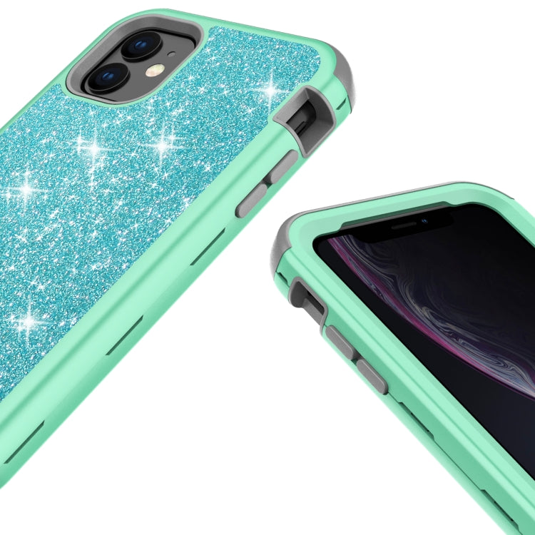 For iPhone 11 3 in 1 Glitter Solid Color TPU + PC Shockproof Case