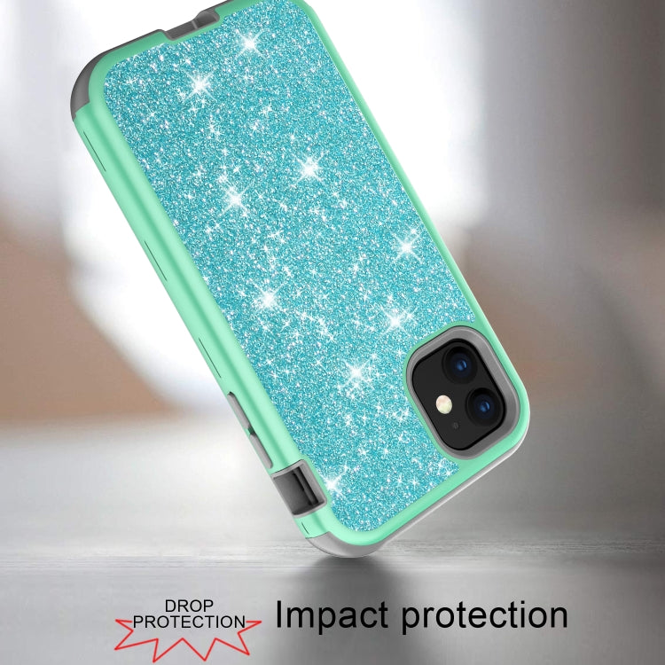 For iPhone 11 3 in 1 Glitter Solid Color TPU + PC Shockproof Case