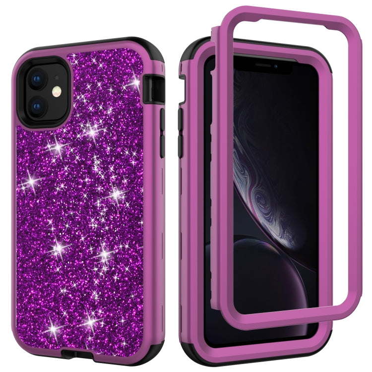 For iPhone 11 3 in 1 Glitter Solid Color TPU + PC Shockproof Case