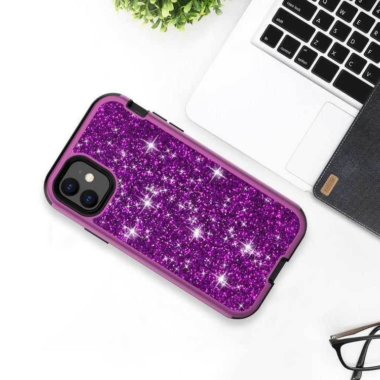 For iPhone 11 3 in 1 Glitter Solid Color TPU + PC Shockproof Case