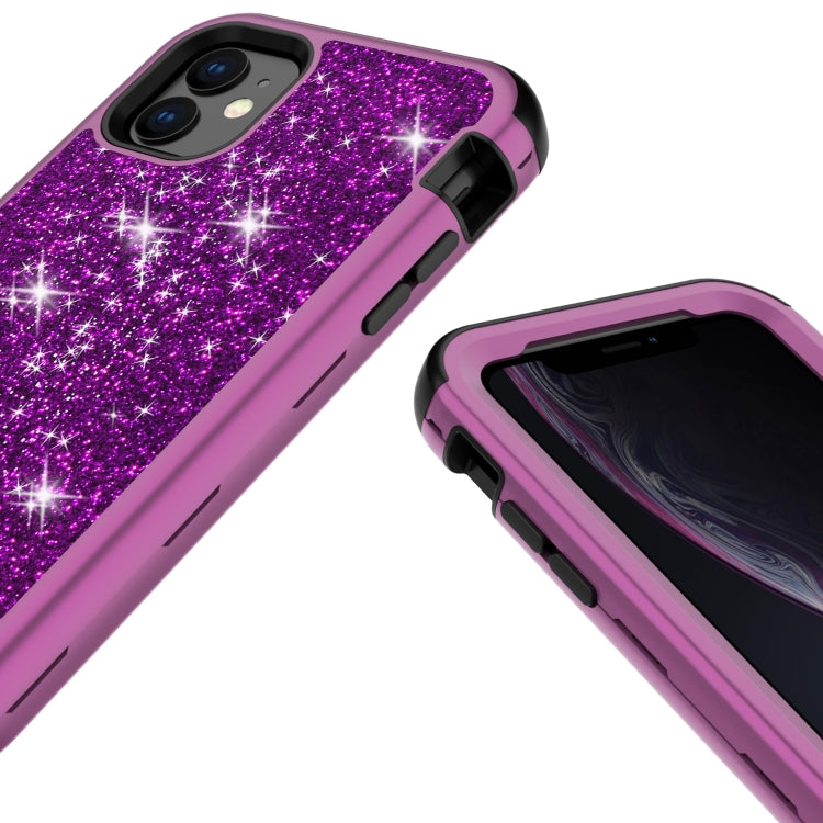 For iPhone 11 3 in 1 Glitter Solid Color TPU + PC Shockproof Case