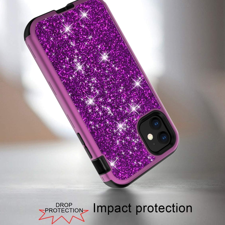 For iPhone 11 3 in 1 Glitter Solid Color TPU + PC Shockproof Case