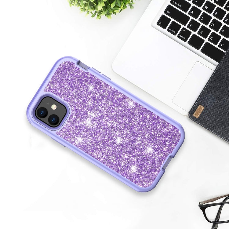 For iPhone 11 3 in 1 Glitter Solid Color TPU + PC Shockproof Case