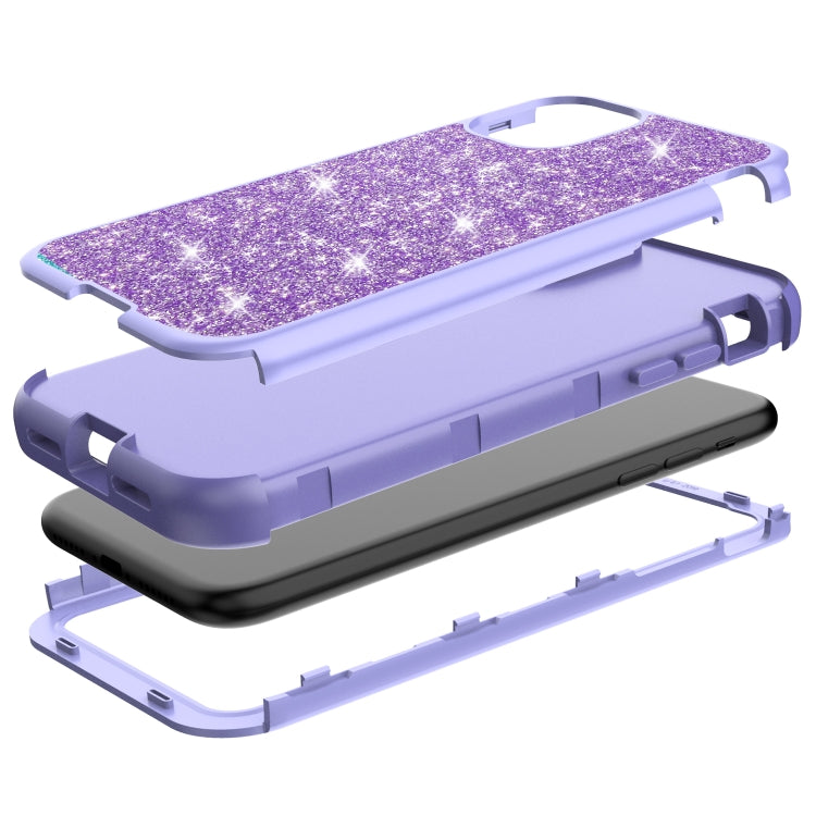 For iPhone 11 3 in 1 Glitter Solid Color TPU + PC Shockproof Case