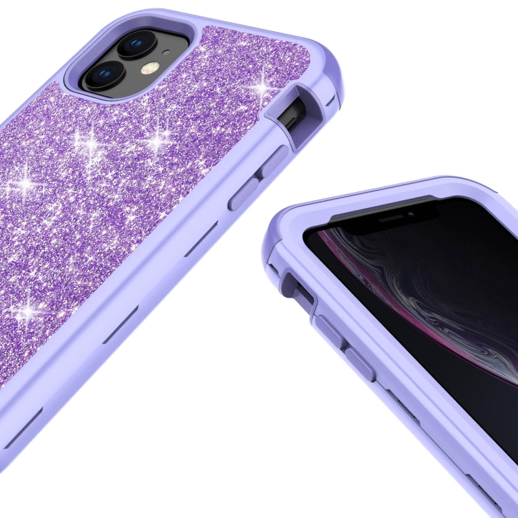 For iPhone 11 3 in 1 Glitter Solid Color TPU + PC Shockproof Case